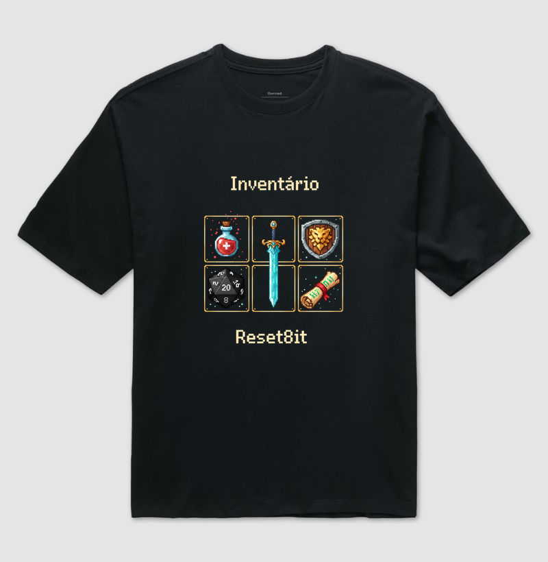 Camiseta Oversized Inventário Reset8Bit