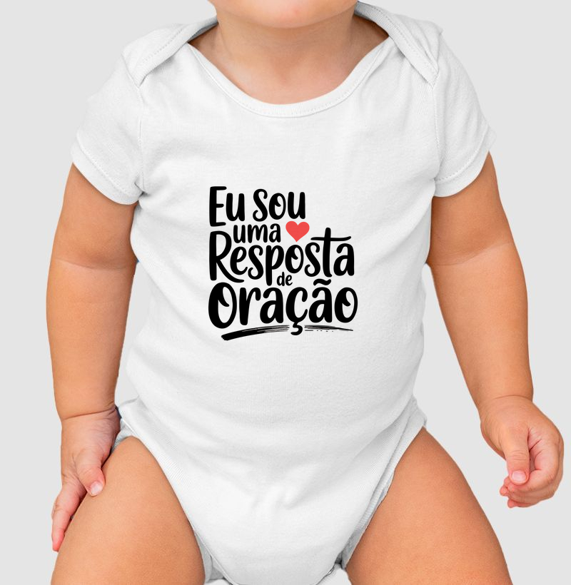 Eu sou uma resposta de oração - Ilustrada (body bebê)