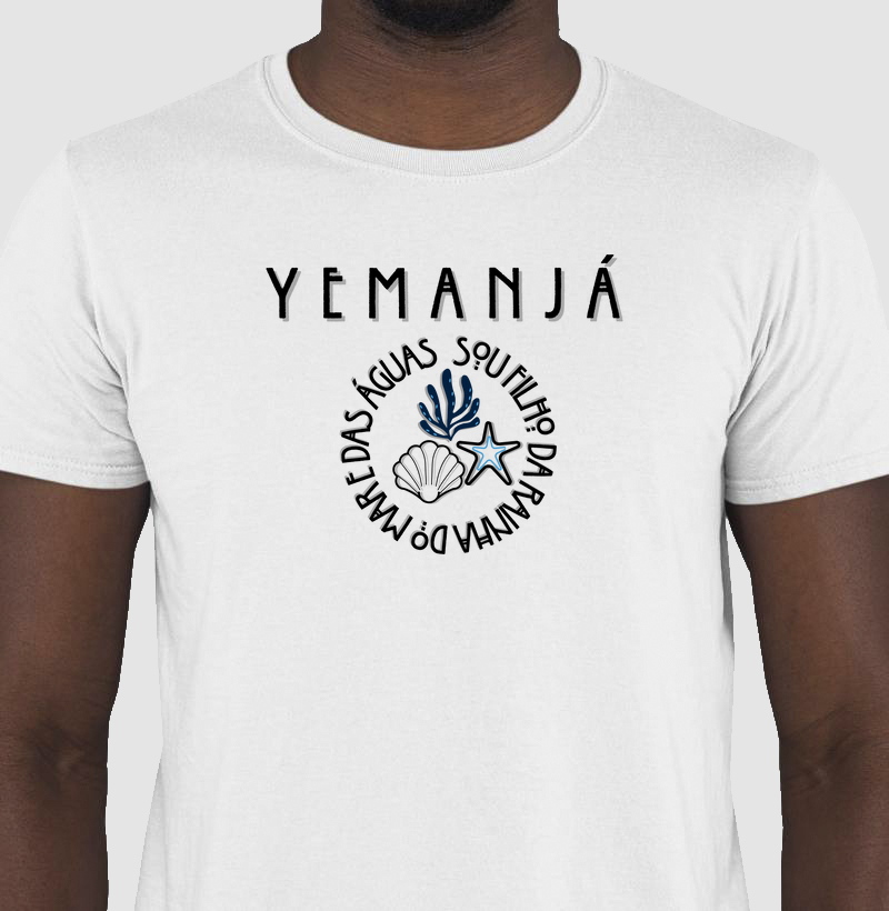 Camiseta Sou Filho de yemanjá Sombreada Branca Masc.