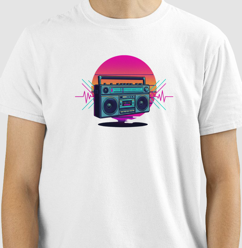 Camiseta Boombox Sunset — Rádio Mixtape 80/90
