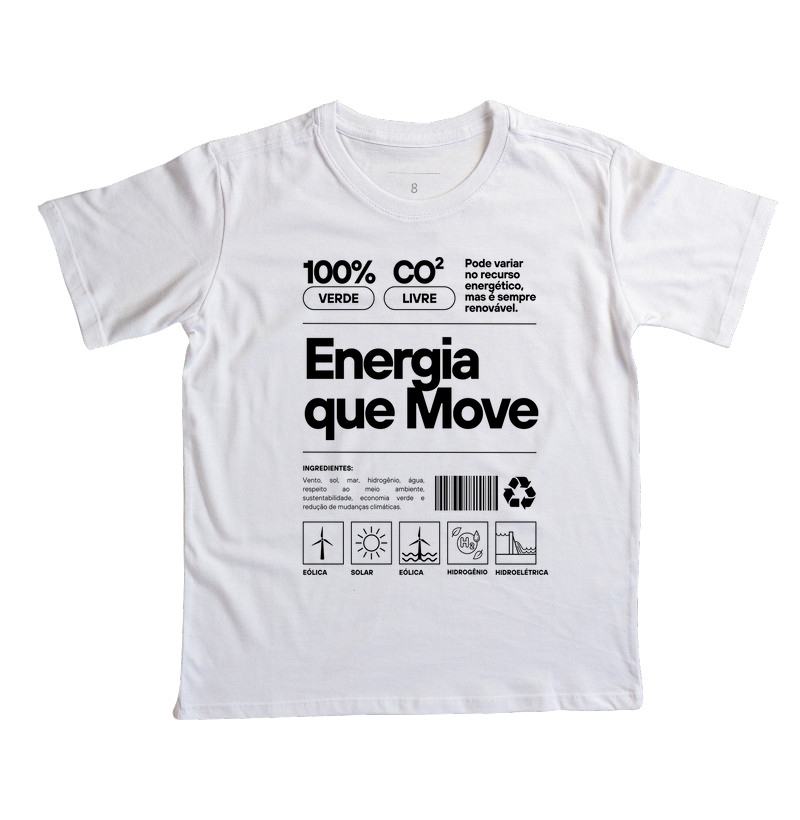 Energia que Move - Camisa Branca e Cinza