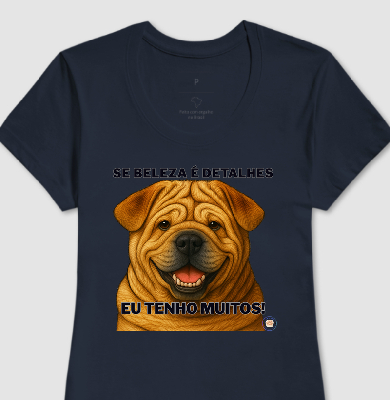 Camiseta Feminina Sharpei Detalhista – Coleção Emoções