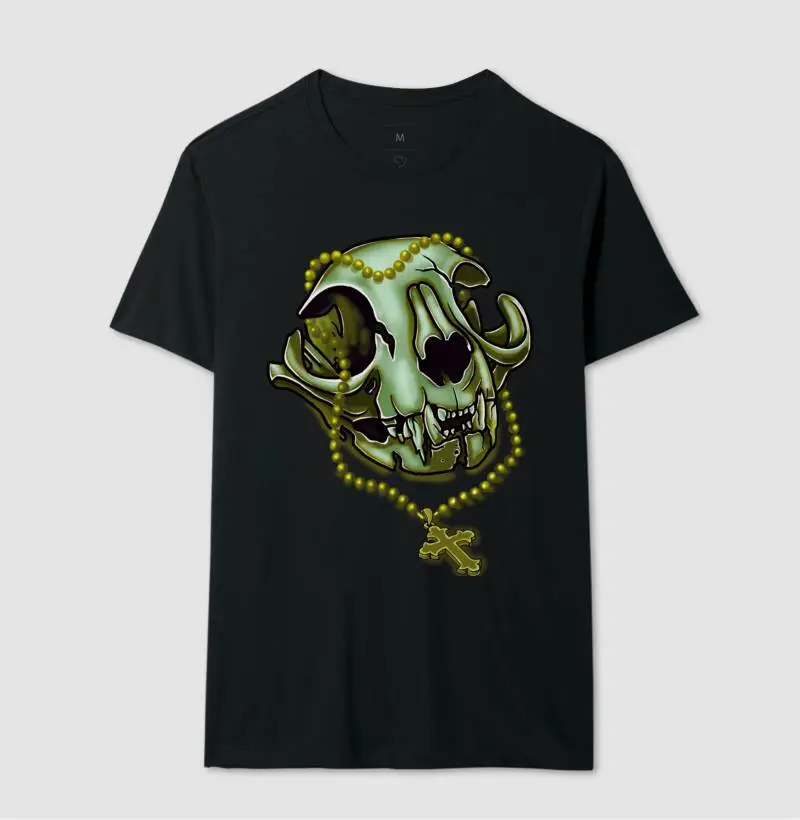 Skull cat and  yellow crucifix