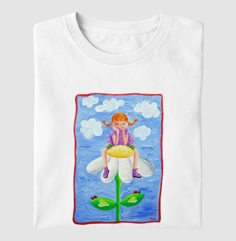 Girl sitting on a flower