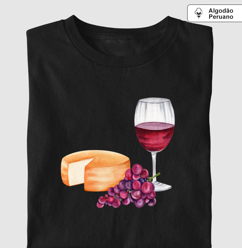 Camiseta Queijo e Vinho