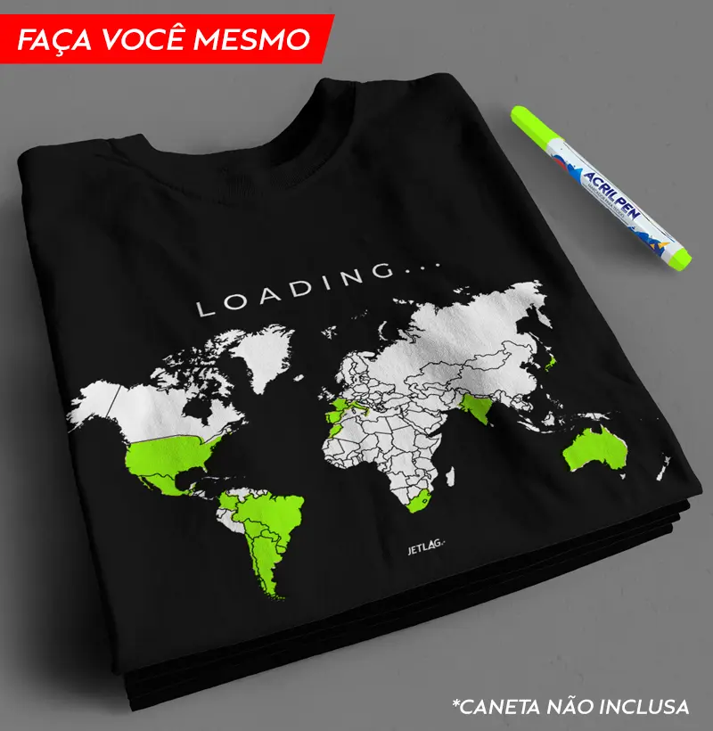 Mapa Mundi - Personalizável camisetas escuras