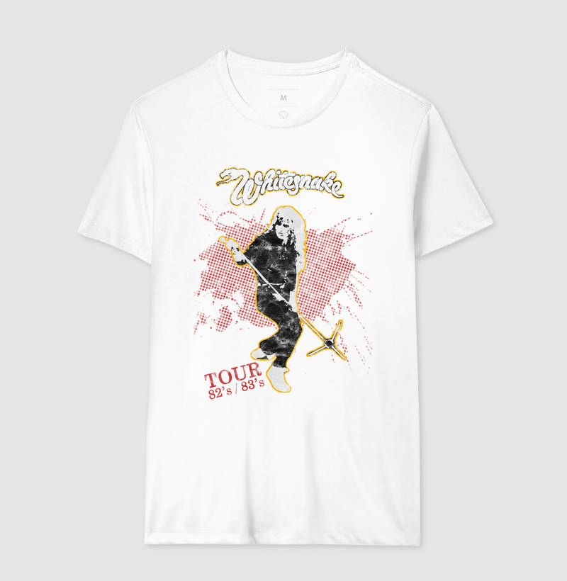 Camiseta Whitesnake | Tour 1982 - 1983 (Branca e Cinza)