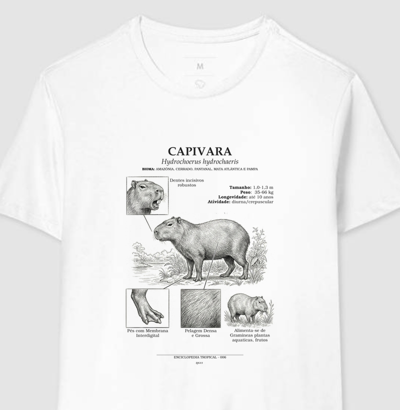 Camiseta Capivara Vintage | Coleção Enciclopédia Tropical
