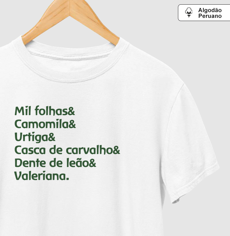 Mil folhas, Camomila, Urtiga, Casca de Carvalho, Dente de leão e Valeriana
