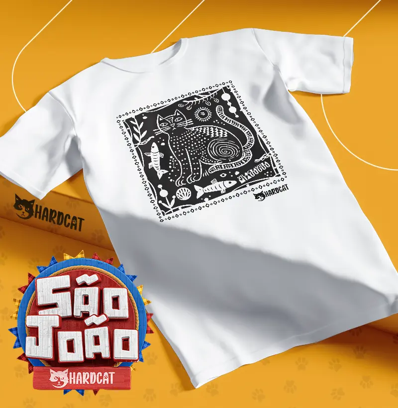 Camiseta Xilogravura Miauuuuu 