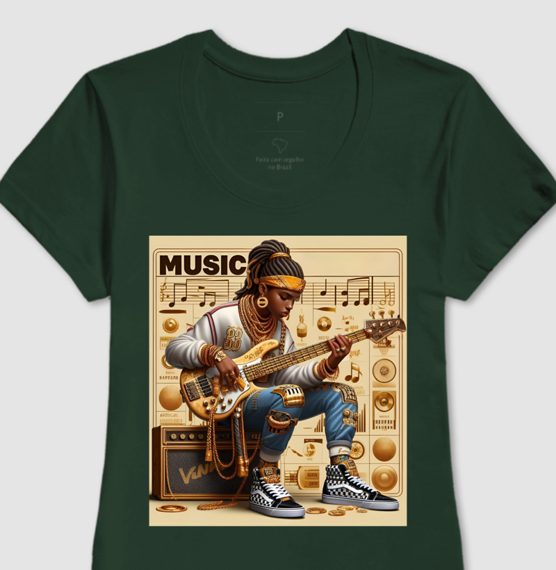 Camiseta Bass Girl Groove Gold