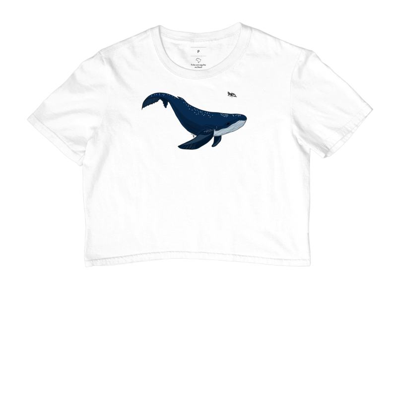 Camiseta Cropped Baleia Azul