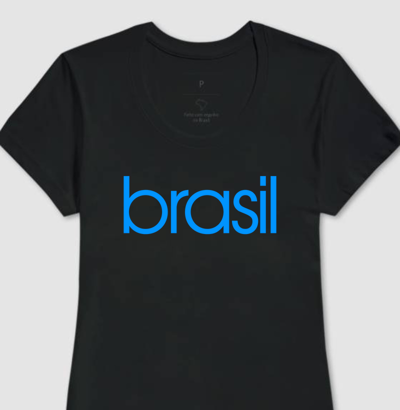 Camiseta Feminina Brasil Estampa Azul