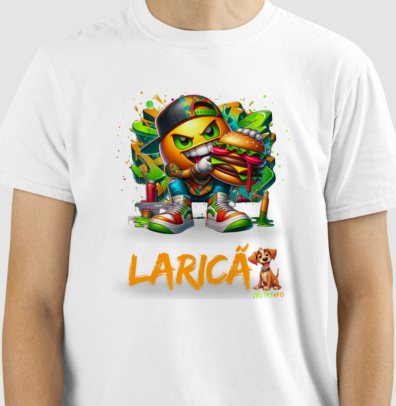 Camiseta Estampada Laricão Urban Rebel - Estilo Ousado para Grafiteiros, B-boys e Amantes da Cultura Hip Hop