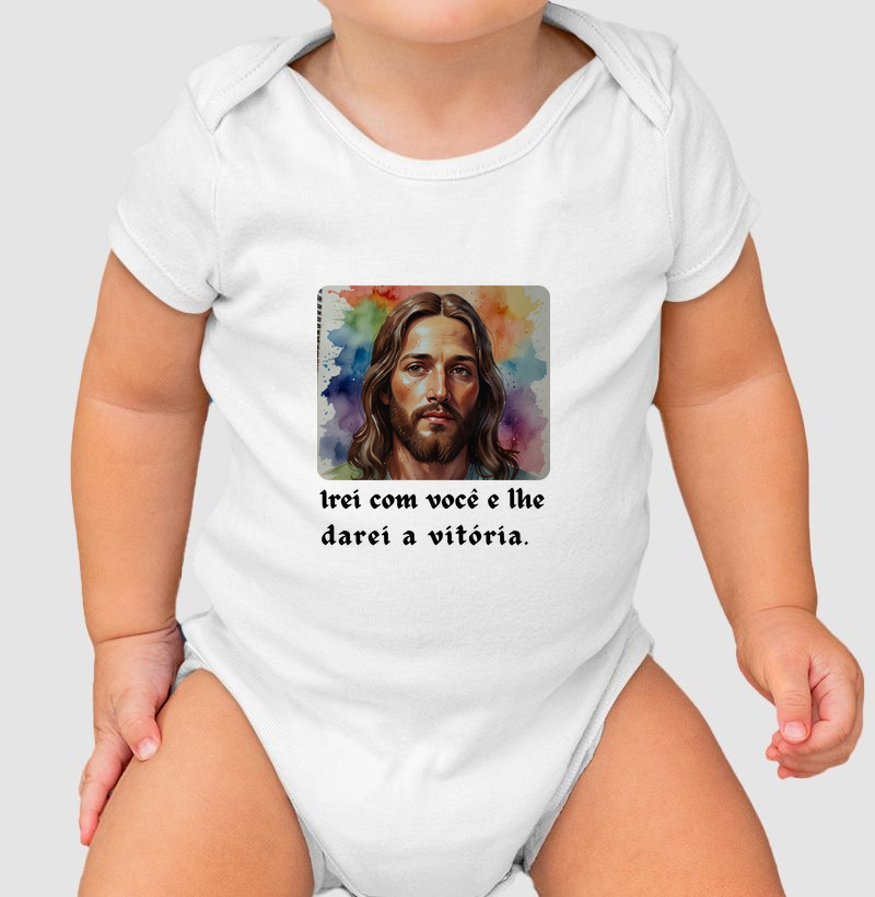 Body Infantil | Roupa de Bebê Personalizada Irei com Você e Lhe Darei a Vitória.