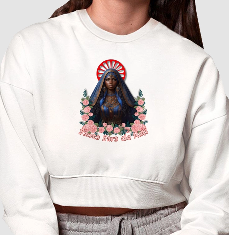 Moletom Cropped 100% Algodão - Santa Sara de Kali