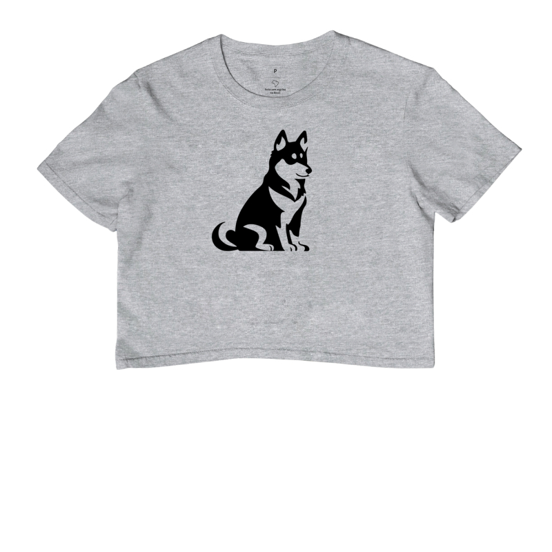 Husky Siberiano Contorno - Camiseta Crooped