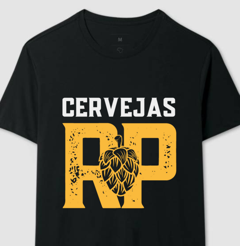 Camiseta Cervejas RP Camisa Preta com Logo Branco