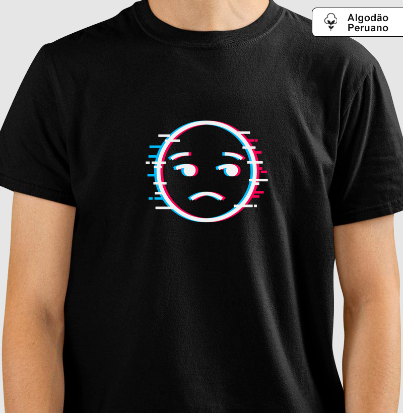 Camiseta Emoticon Glitch em Algodão Peruano