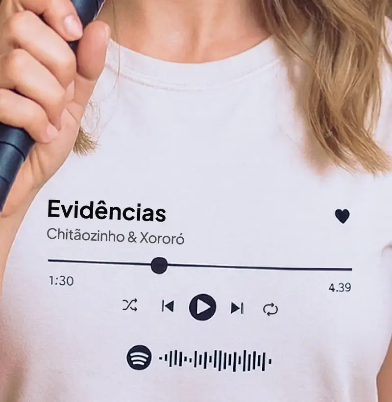 Camiseta código do Spotify “Evidências” – Chitãozinho & Xororó