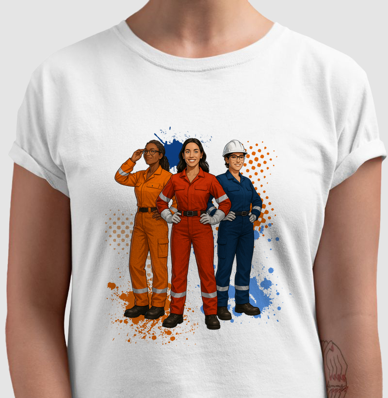 Camiseta Feminina 100% Algodão - Offshore Elas | Collab Mundoffshore