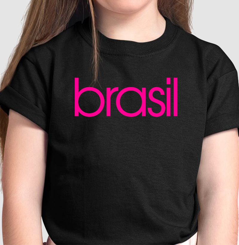 Camiseta Infantil Brasil Estampa Rosa