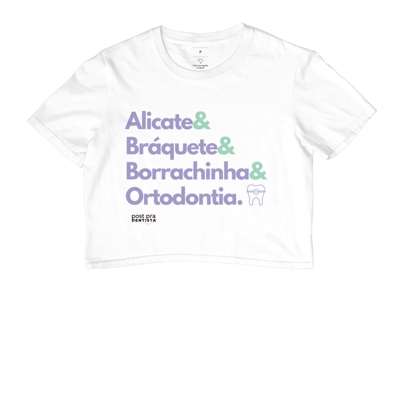 Tee "Alicate&  Bráquete&  Borrachinha& Ortodontia." Código MIN03016