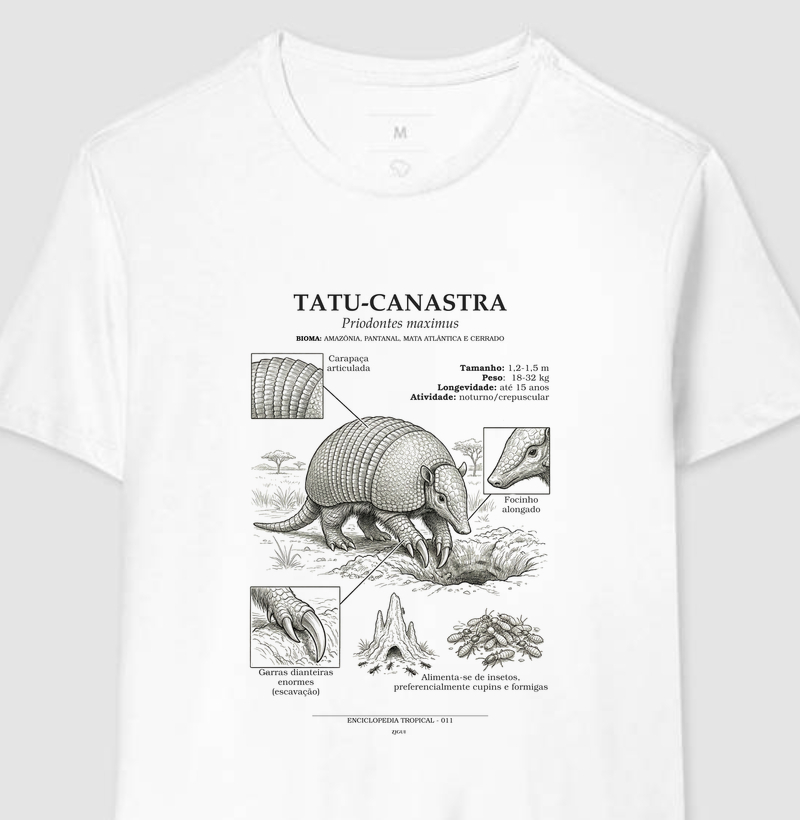 Camiseta Tatu-Canastra Vintage | Coleção Enciclopédia Tropical