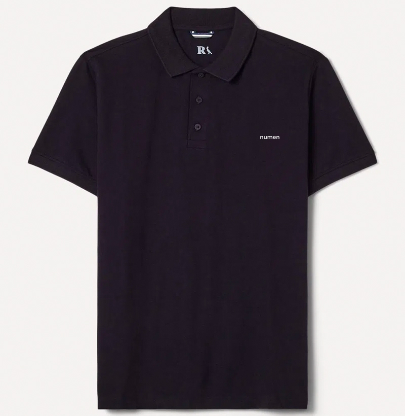 Polo bordada numen | Masculina Preta #2966