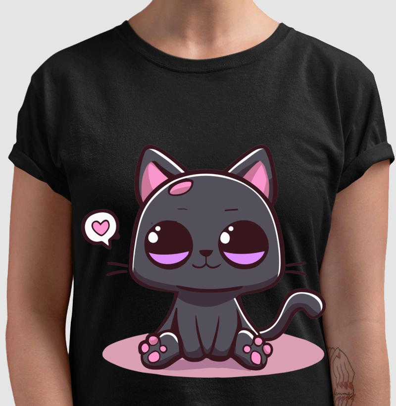 Gato cute cartoon coração