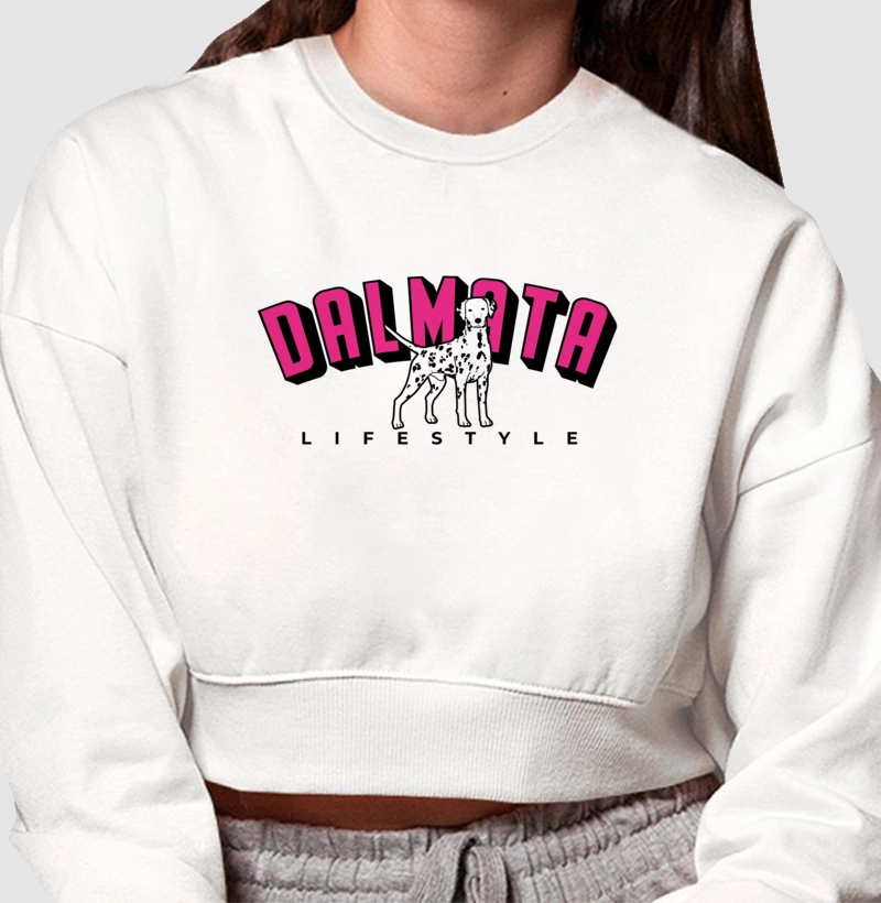 Moletom Cropped Dalmata LifeStyle Rosa 02