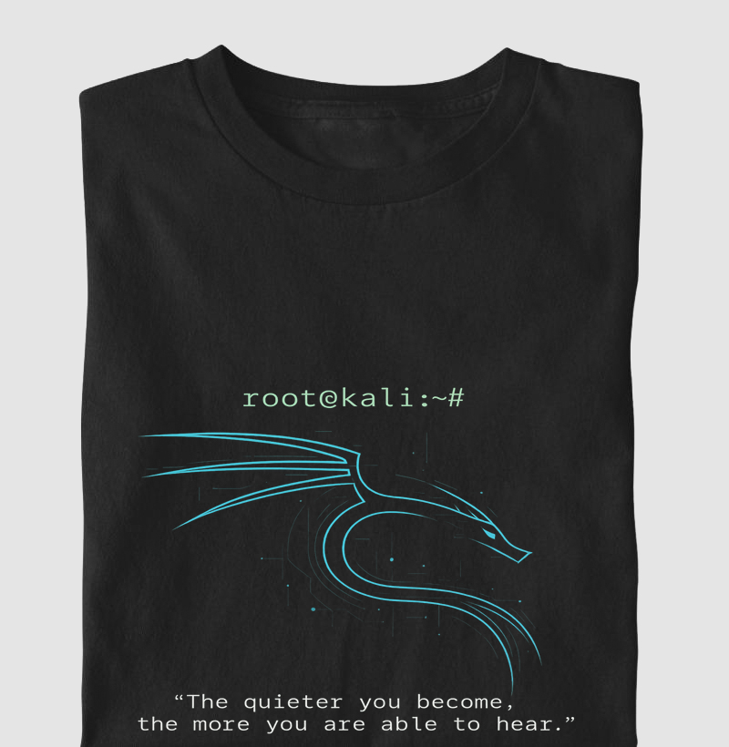 Camiseta root@kali – Silêncio, foco e poder ofensivo 