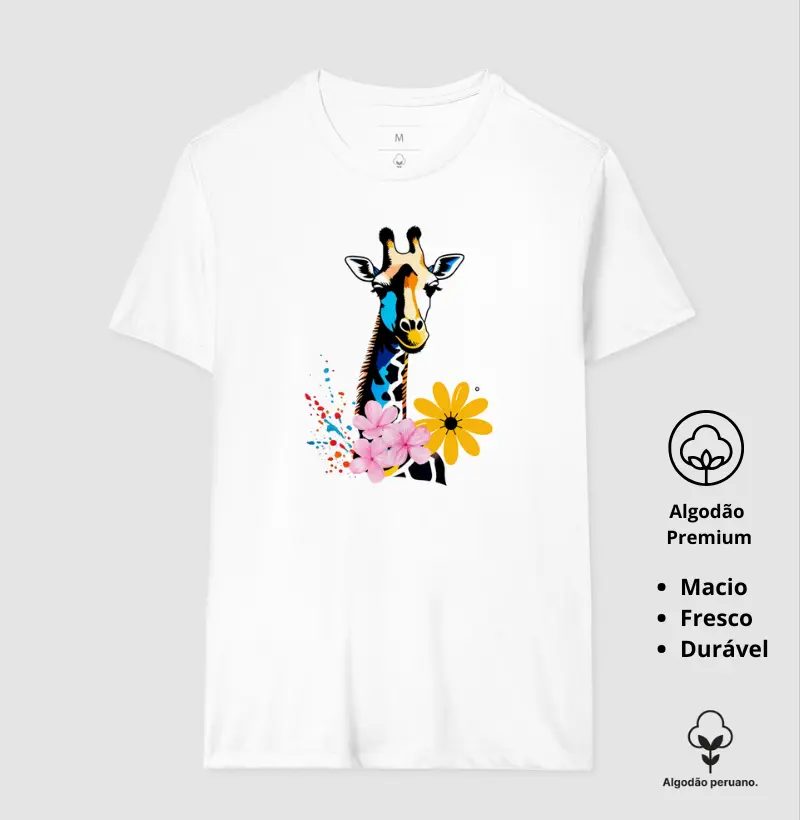 Camiseta Animalis Flores e Selva 100% Algodão Peruano