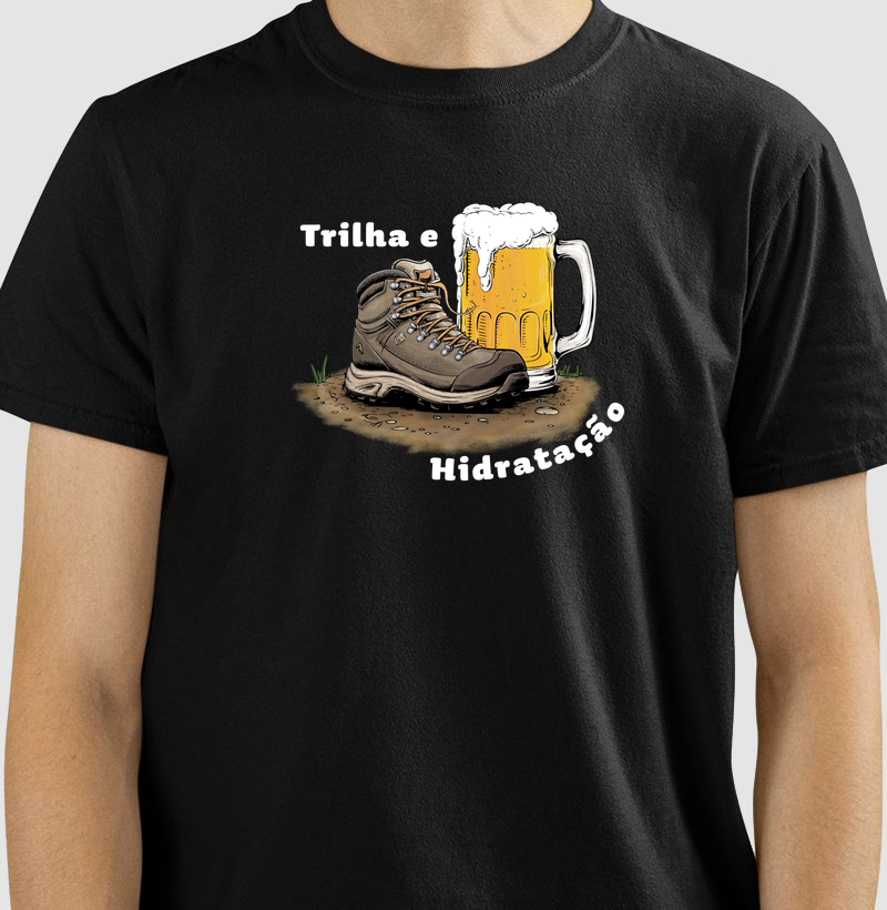 Camiseta trilha e hidratação