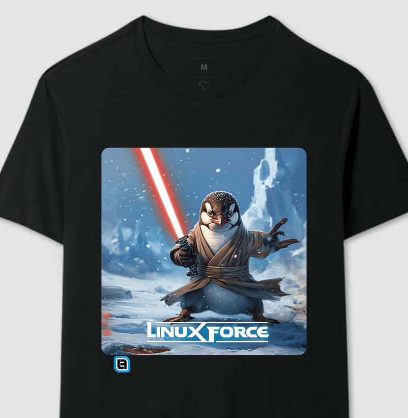 Camisa Linux Force - Guerreiro Pinguim Jedi
