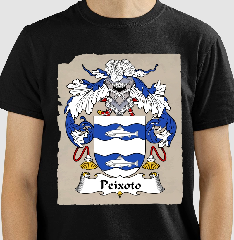 Camiseta Brasão Família Peixoto Símbolo Sobrenomes
