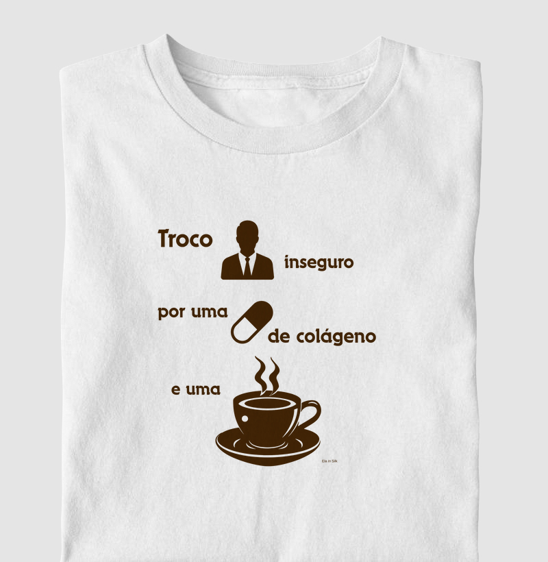 Troco homem inseguro por uma pílula de colágeno e uma xícara de café