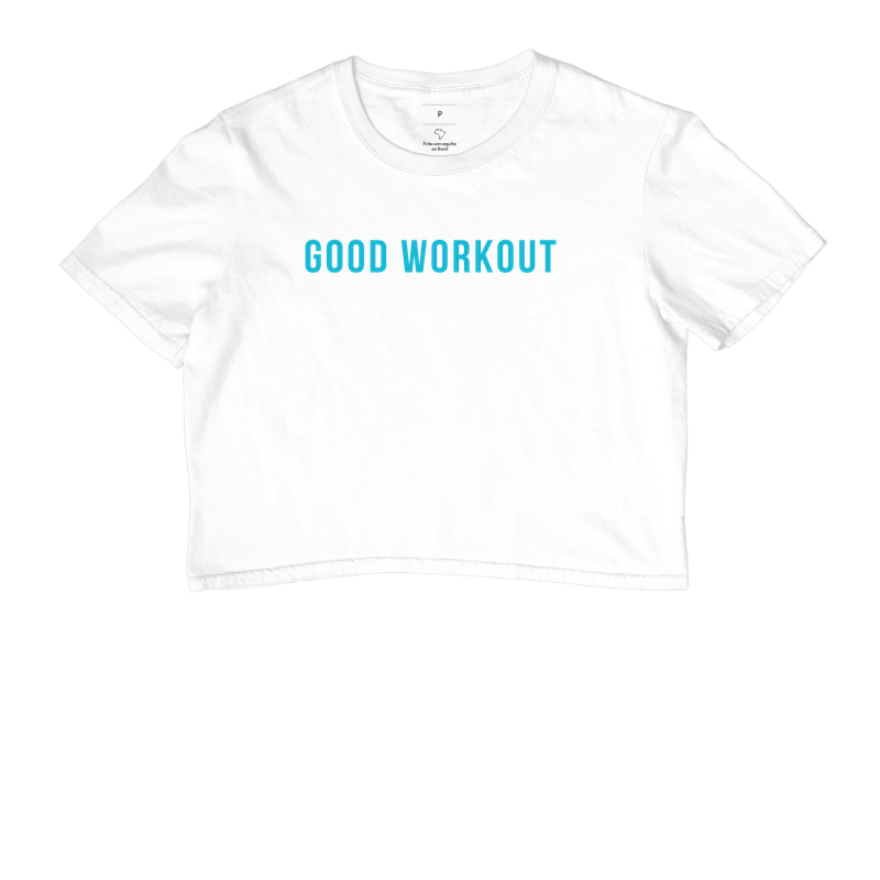 Cropped Good Workout Logo Reta Azul