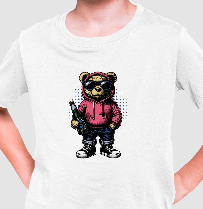 Teddy Beer: Camiseta Infantil - O Ursinho Mais Descolado do Rolê