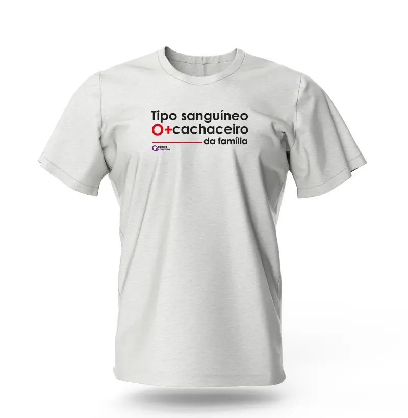Camisa com Frase - Tipo sanguíneo O+ cachaceiro da família