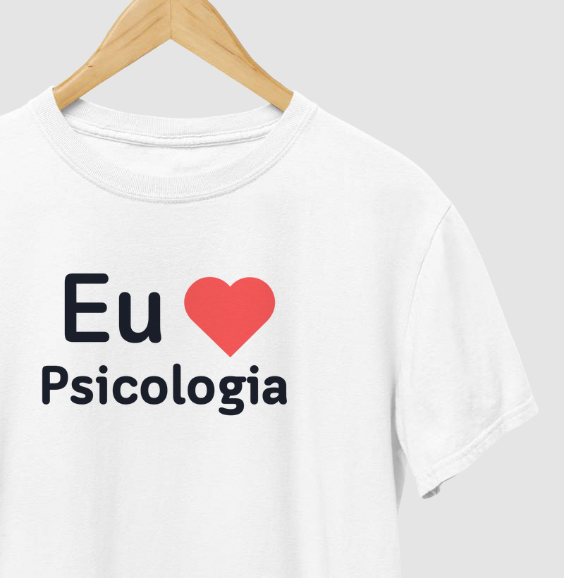Camiseta Eu amo Psicologia Letras Pretas