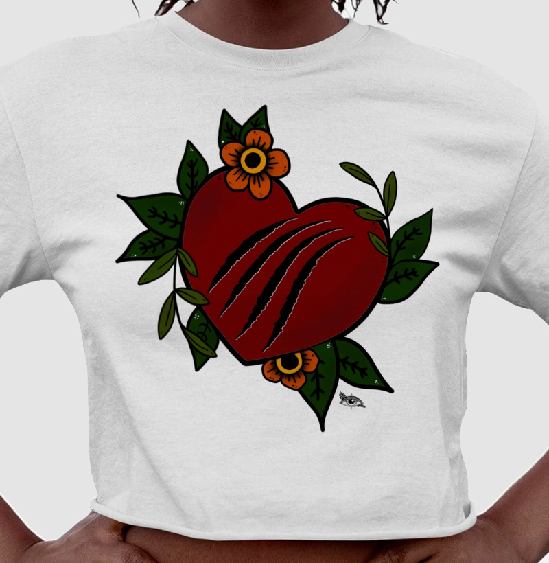 Camiseta Cropped - Coração Old