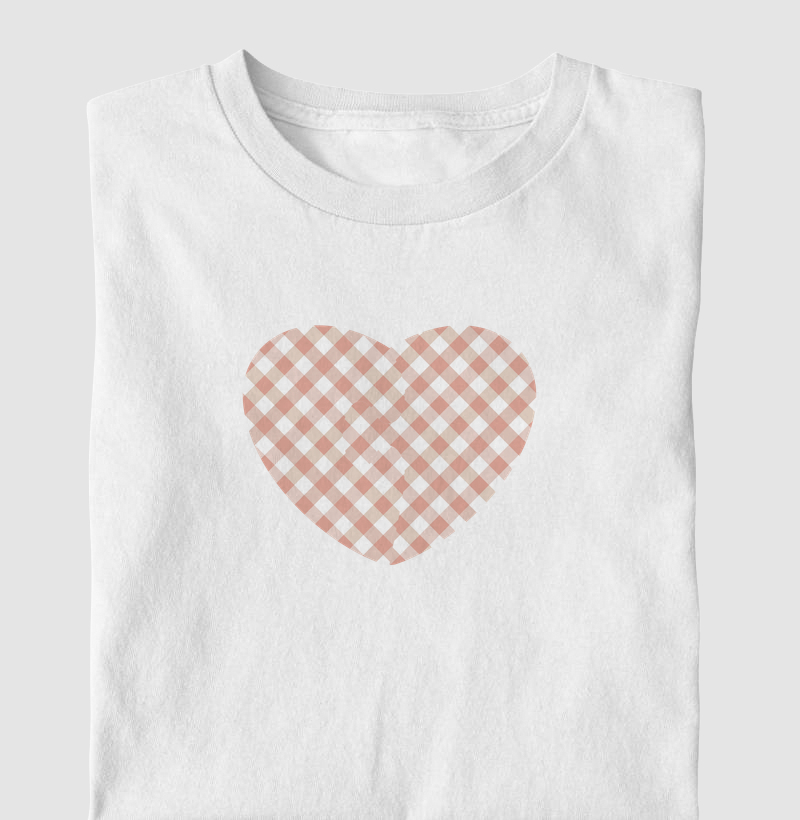 Coração Xadrez Bege