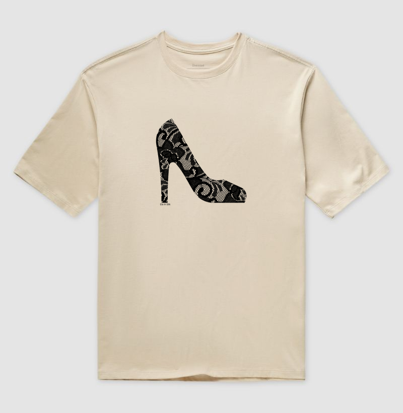 Scarpin renda fake preta