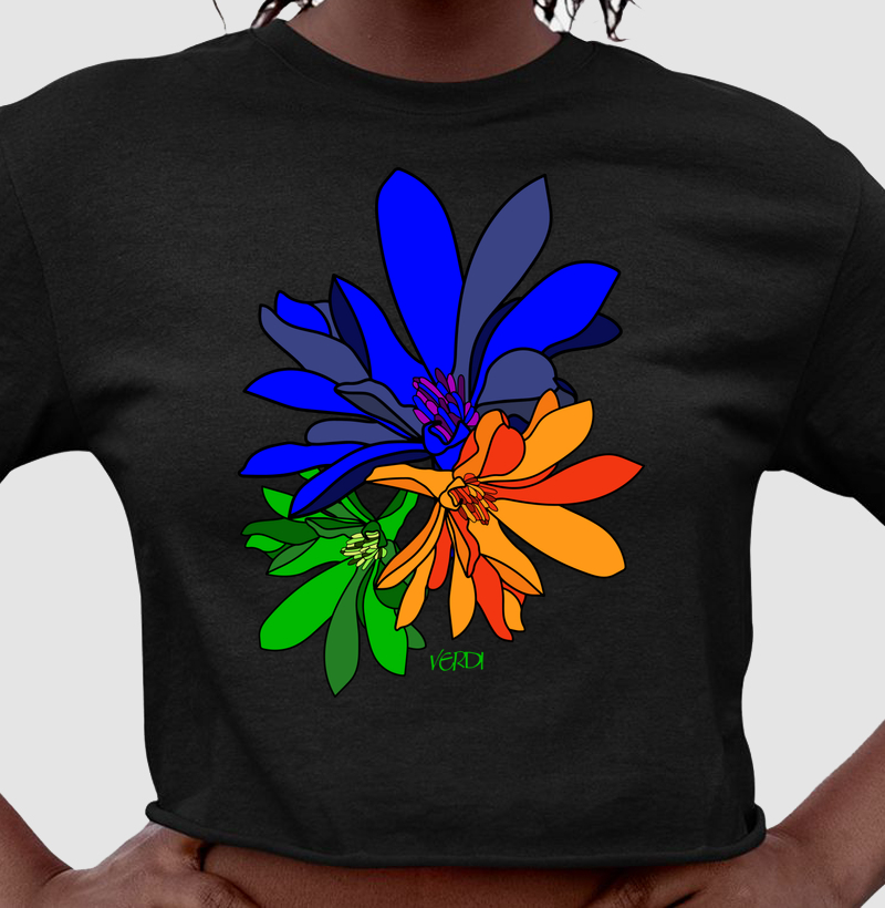 Flores azul, verde,laranja