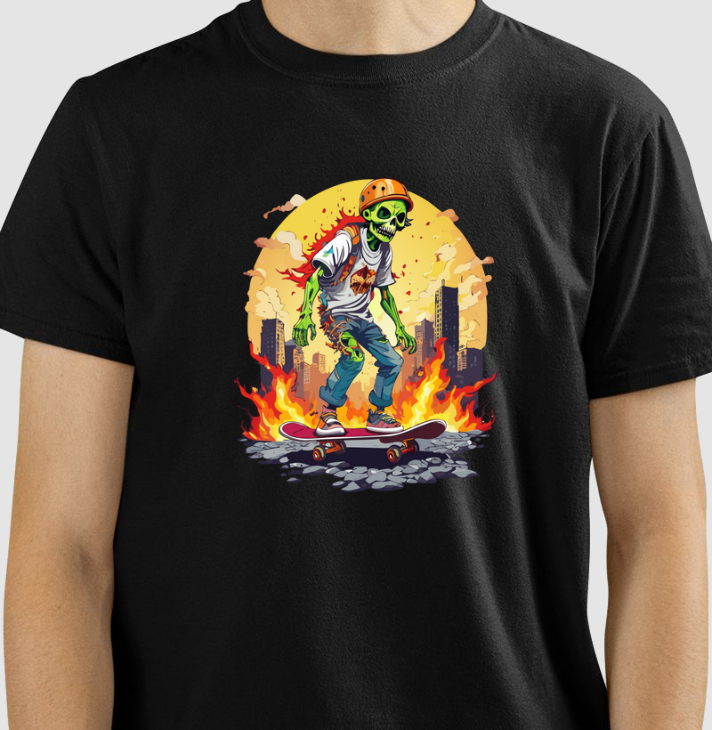 Camiseta apocalipse zumbi skatista