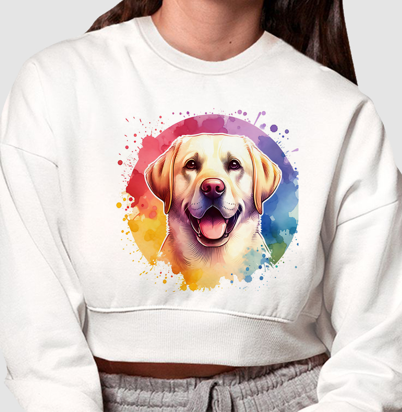 Cropped Moletom OMD - Labrador Aquarela Splash