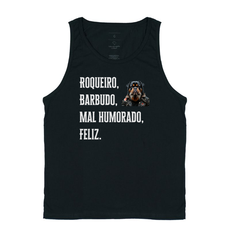 Roqueiro, barbudo, mal humorado e feliz