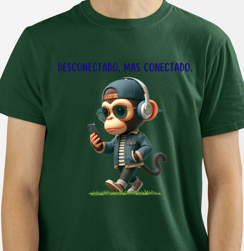 Camiseta Macaco Desconectado, Mas Conectado - Estampa Criativa