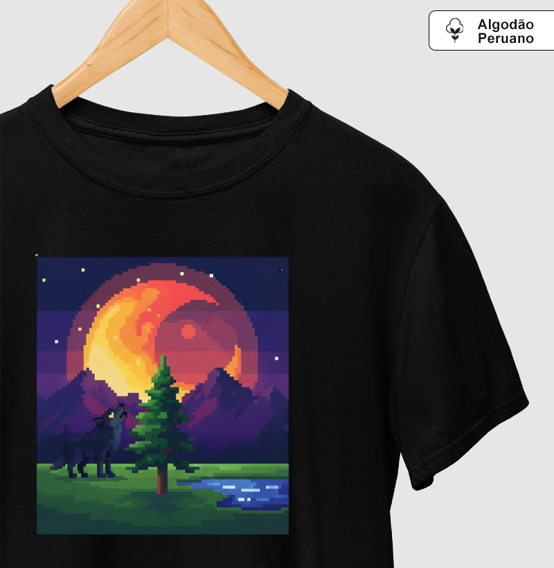 Camiseta Algodão Peruano O Luar do Lobo Reset8Bit